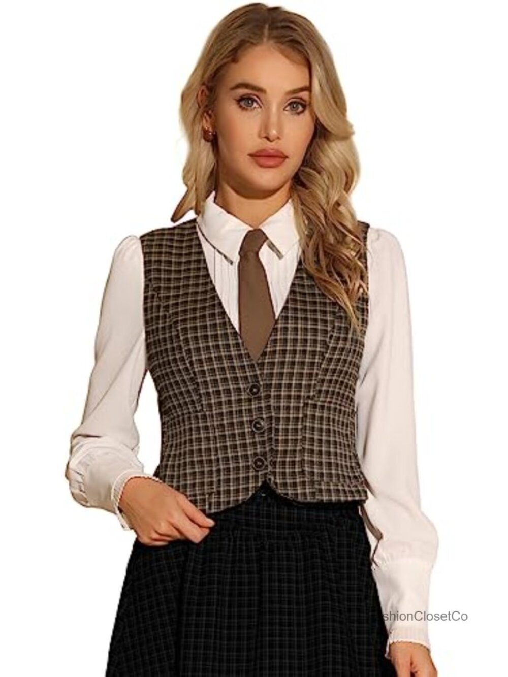 Plaid Vest Single Breasted Sleeveless Racerback Steampunk Vintage Waistcoat -